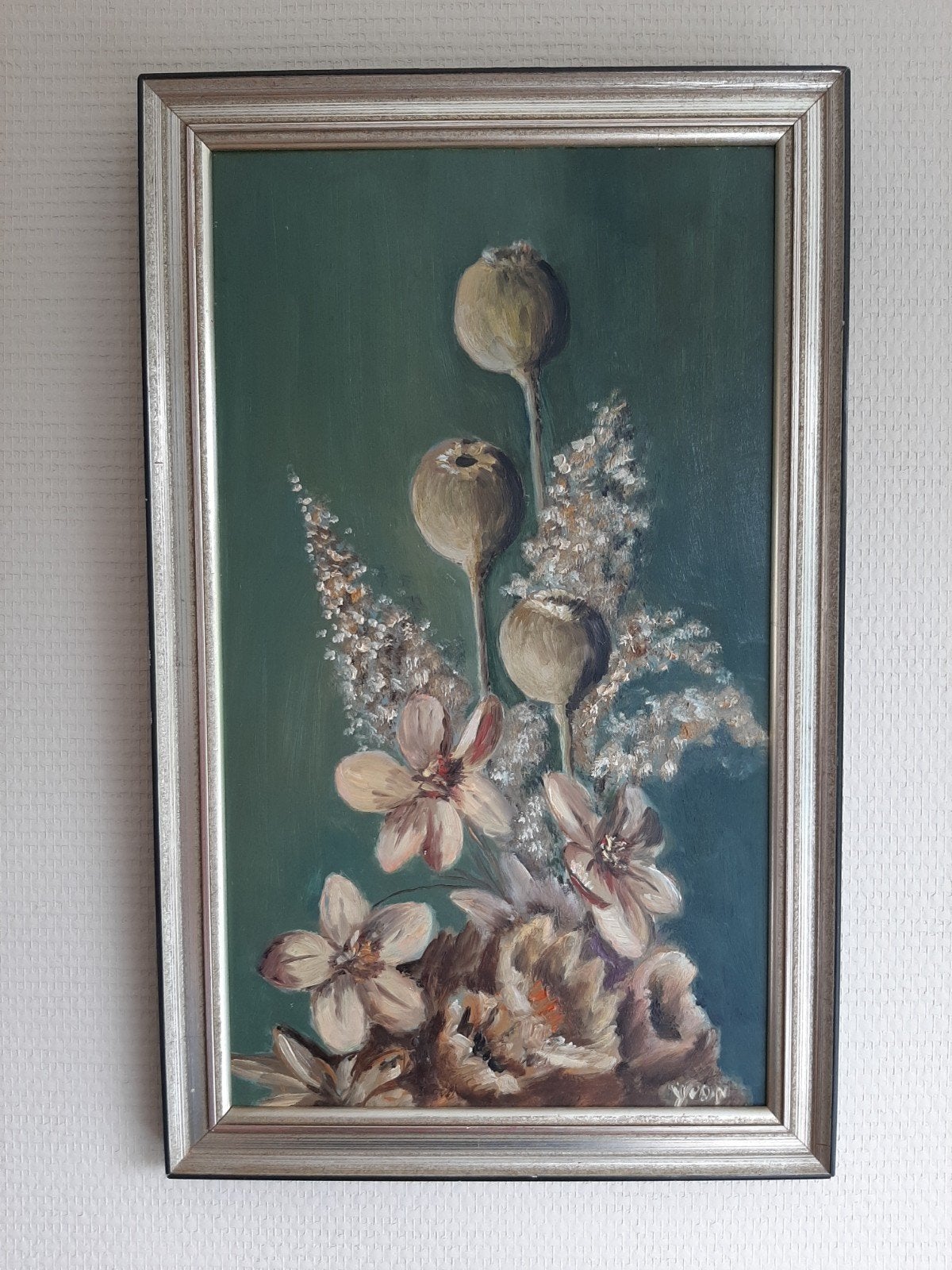 Schilderij droogbloemen, Huis en Inrichting, Woonaccessoires | Schilderijen, Tekeningen en Foto's, Ophalen of Verzenden, Minder dan 50 cm