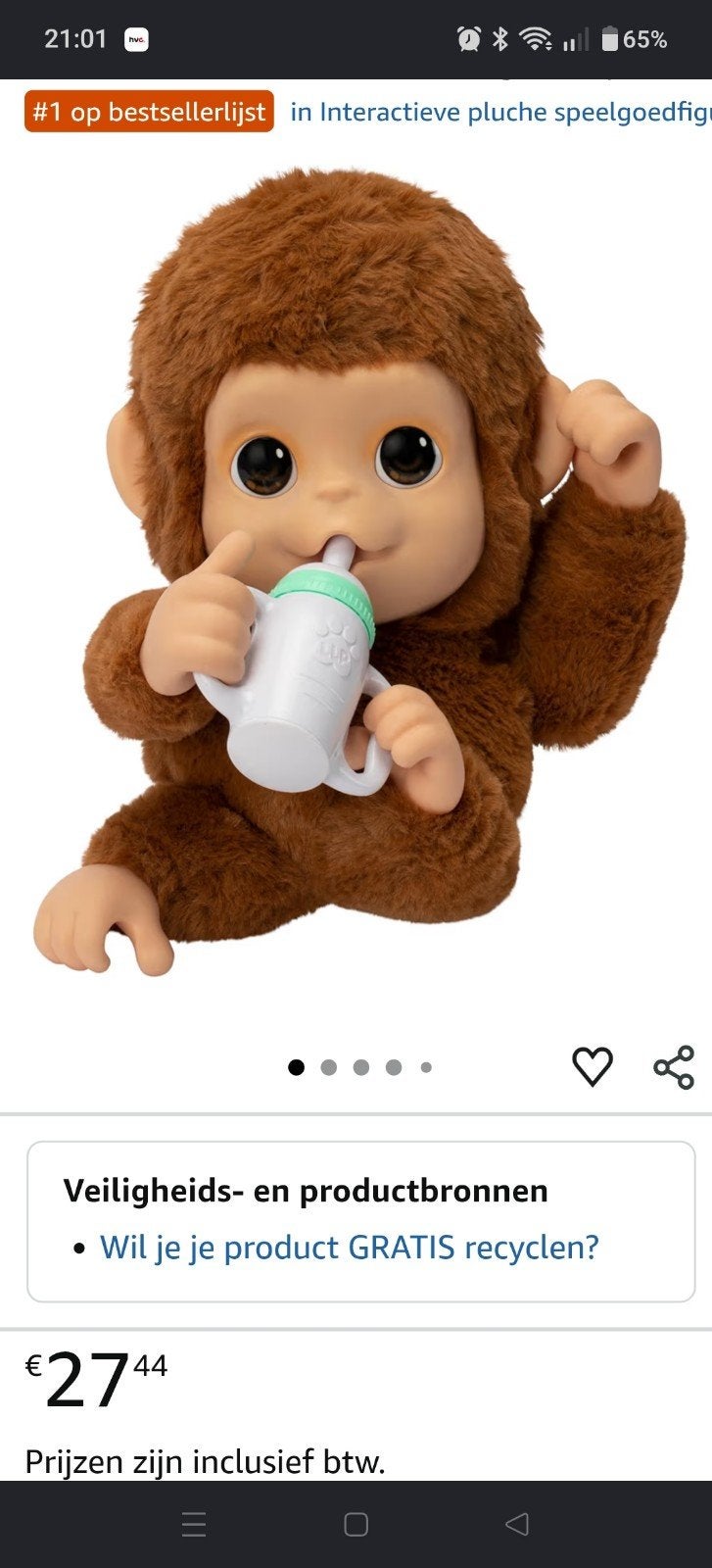 Little Live Pets interactieve aap, zo goed als nieuw, Ophalen, Overige merken, Zo goed als nieuw, Interactief