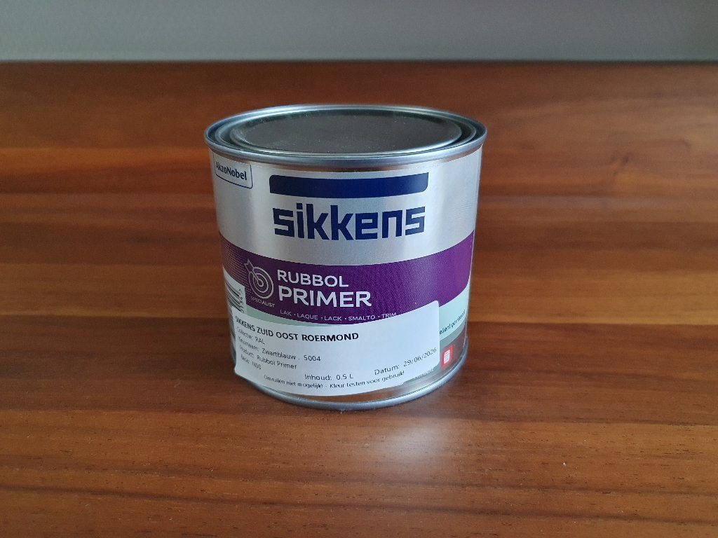 Sikkens rubbol primer 0,5 liter nieuw/ongeopend zwart, Doe-het-zelf en Verbouw, Verf, Beits en Lak, Zwart, Nieuw, Ophalen of Verzenden
