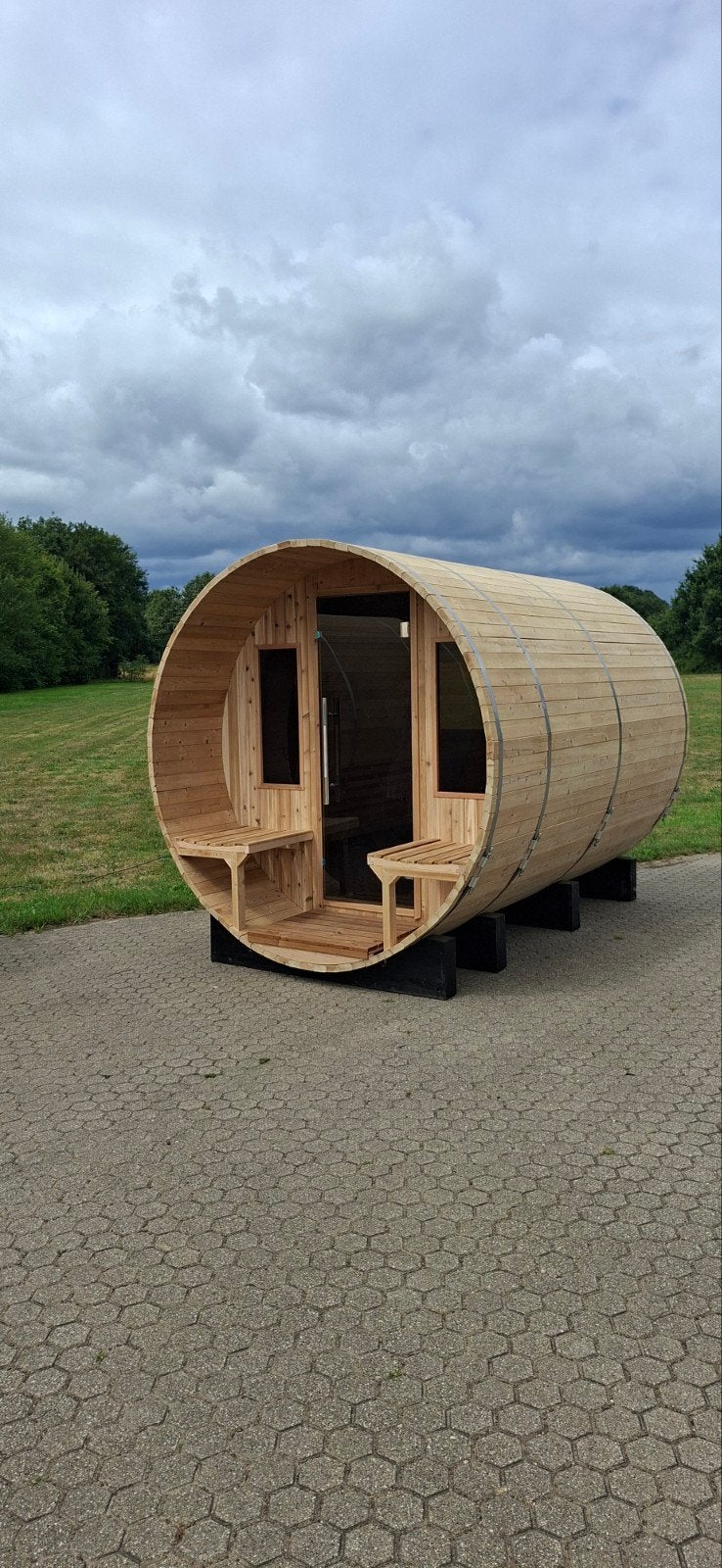Red cedar panorama (bubbel) barrel sauna, diverse modellen, Ophalen, Fins of Traditioneel, Wellnessandgarden, Nieuw