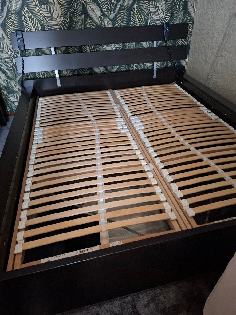 Bed elektrische, Ophalen, Gebruikt, Bruin, Tweepersoons