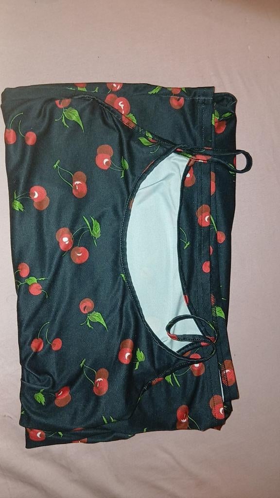 Zomerjurk met kersenprint - Maat L, Ophalen of Verzenden, Gedragen, Maat 42/44 (L), Zwart