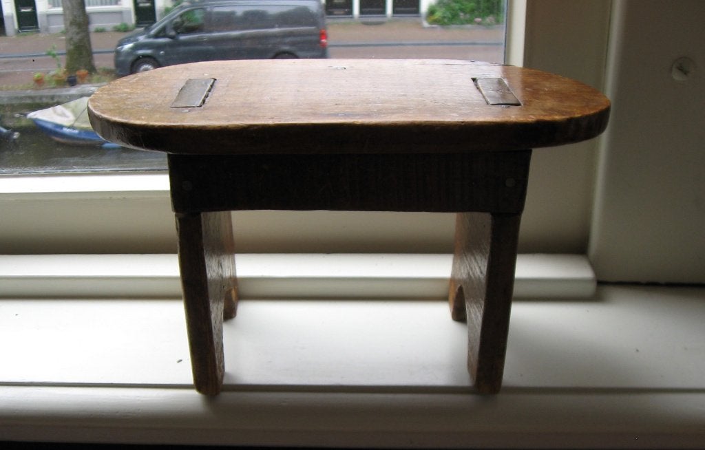 Antiek houten krukje, opstapje, volkskunst ca 1900, Ophalen of Verzenden