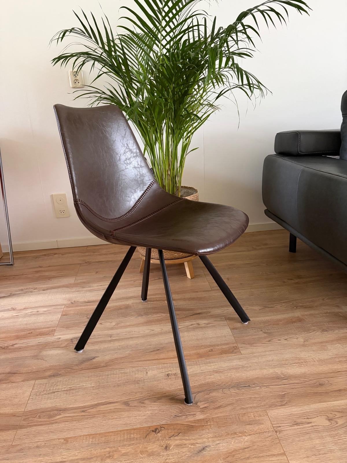 Set Castle Line Eetkamerstoelen - Bruin Leer, Gebruikt, Bruin, Leer, Ophalen of Verzenden