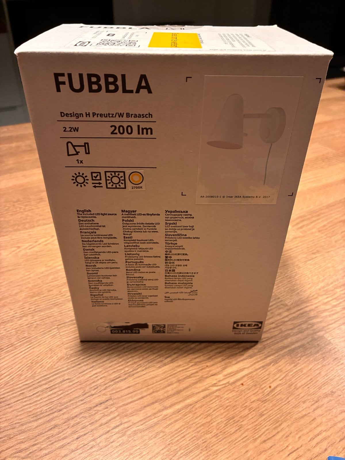 IKEA FUBBLA LED-wandlamp, wit - Nieuw in doos, Bedlamp, IKEA, Nieuw, Overige fittingen