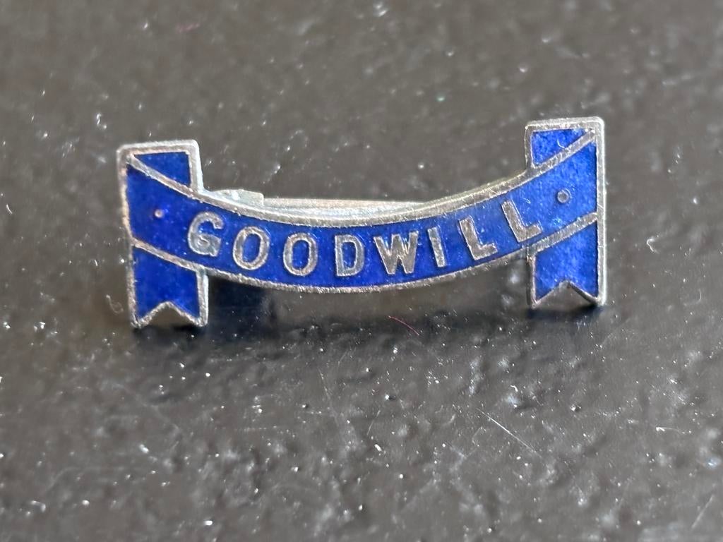 Vintage Goodwill Speldje Leger des Heils - Blauw Emaille, Ophalen of Verzenden, Zo goed als nieuw, Overige onderwerpen, Speldje of Pin