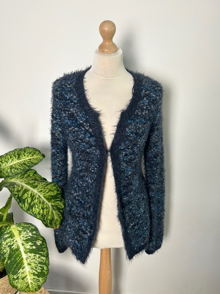 Poools maat 38 blauw zwart fluffy vest 3574, Maat 38/40 (M), Blauw, Ophalen of Verzenden, Poools