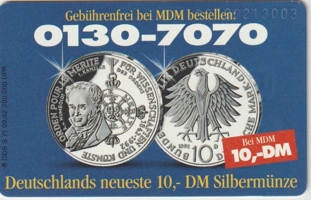1 Duitsland  *ODS S 71  09.92, Ophalen of Verzenden