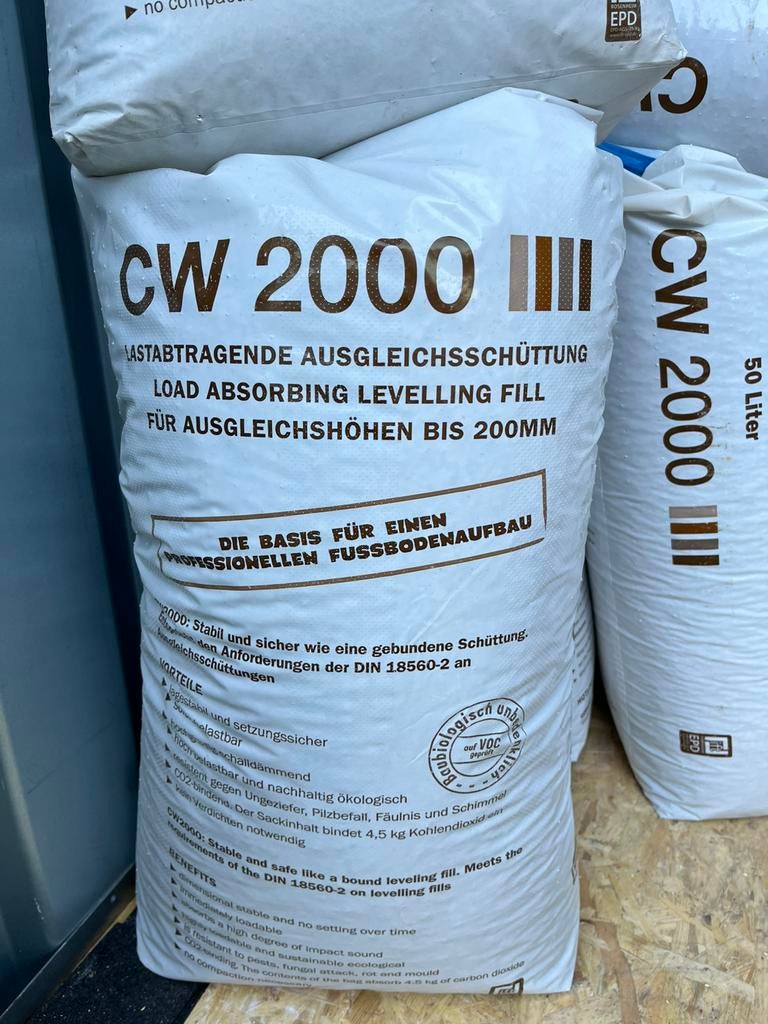 Cemwood CW2000 - 5 x 50 liter vloer egalisatie / isolatie, Overige materialen, Nieuw, 15 m² of meer, Vloerisolatie