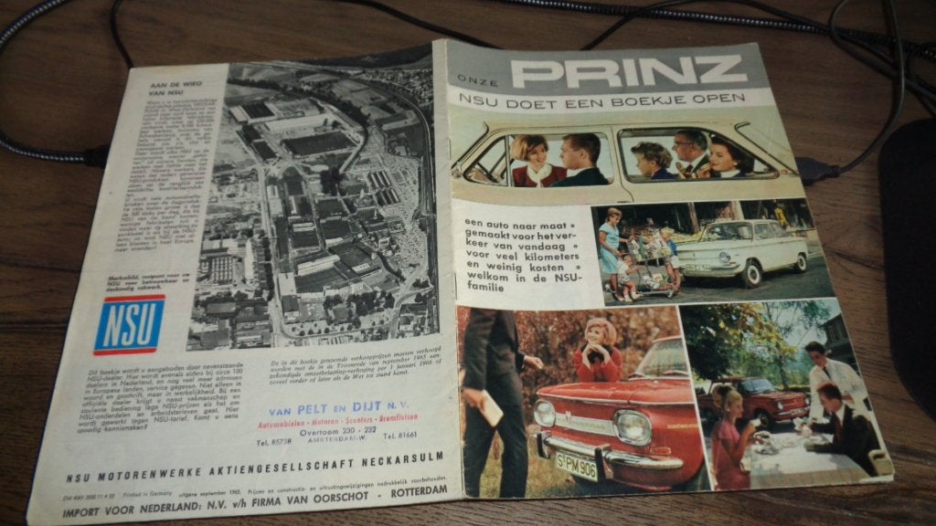 Folder  NSU  PRINZ  ,  8-1965, Verzenden, Zo goed als nieuw, Overige merken