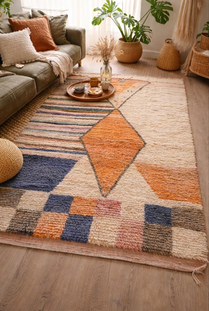 Berber bohemian handmade tapijt uit Marokko, 200 cm of meer, Ophalen of Verzenden, Zo goed als nieuw, 200 cm of meer