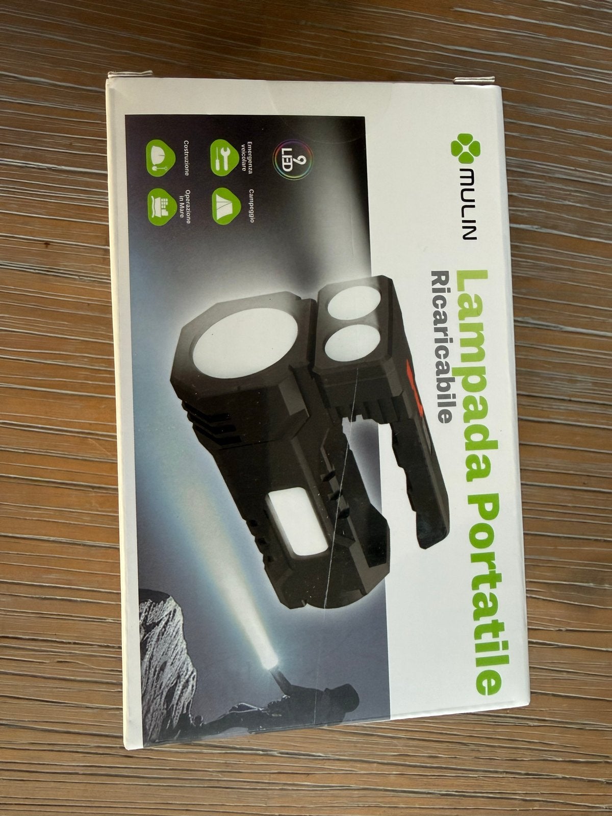 Mulin Oplaadbare Draagbare LED Zaklamp, Ophalen of Verzenden, Nieuw, Accu