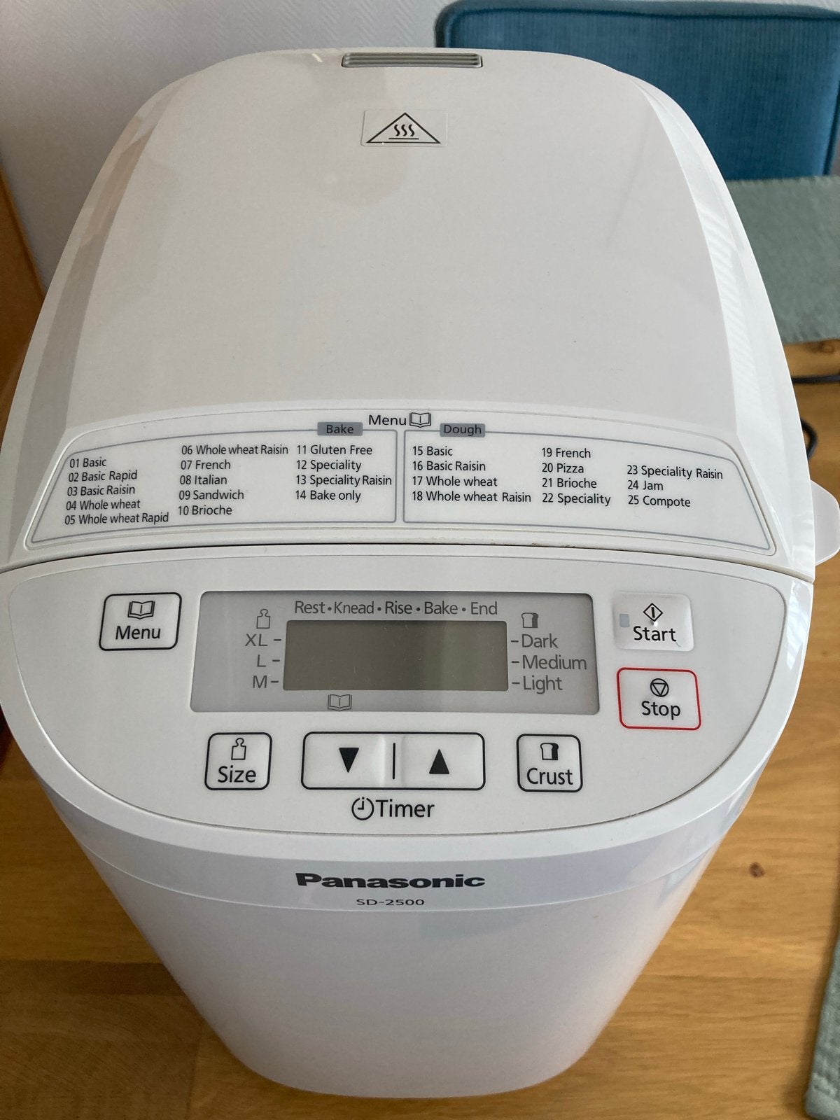 Panasonic SD-2500 Broodbakmachine met Timer, Meer dan 10 programma's, 800 tot 1200 gram deeg, Zo goed als nieuw, Ophalen