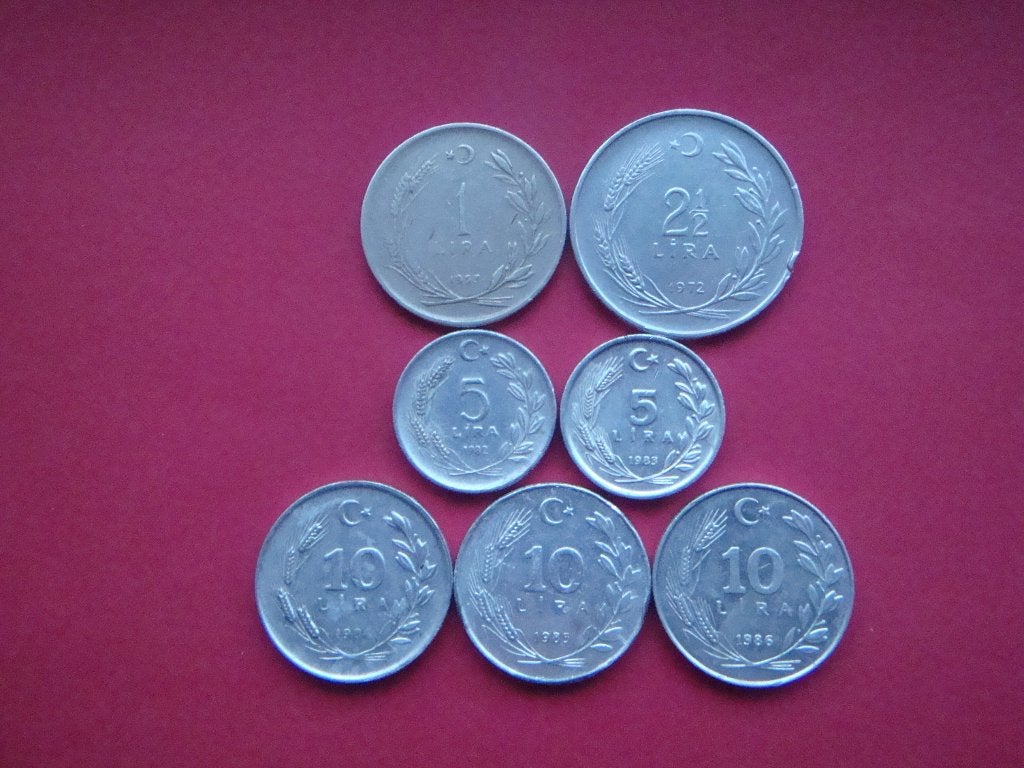 Turkije setje munten oude 1, 2½, 5 en 10 Lira 1957 / 1986., Verzenden, Zuid-Azië, Setje