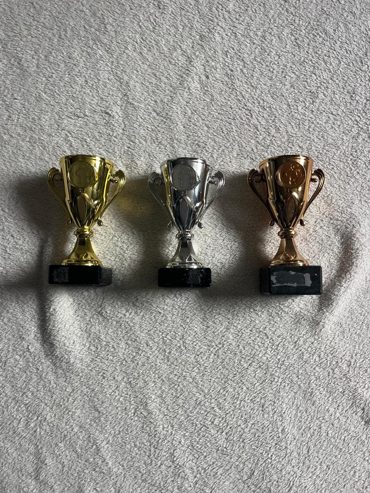 Set van 3 Mini Trofeeën: Goud, Zilver, Brons, Ophalen of Verzenden, Gebruikt