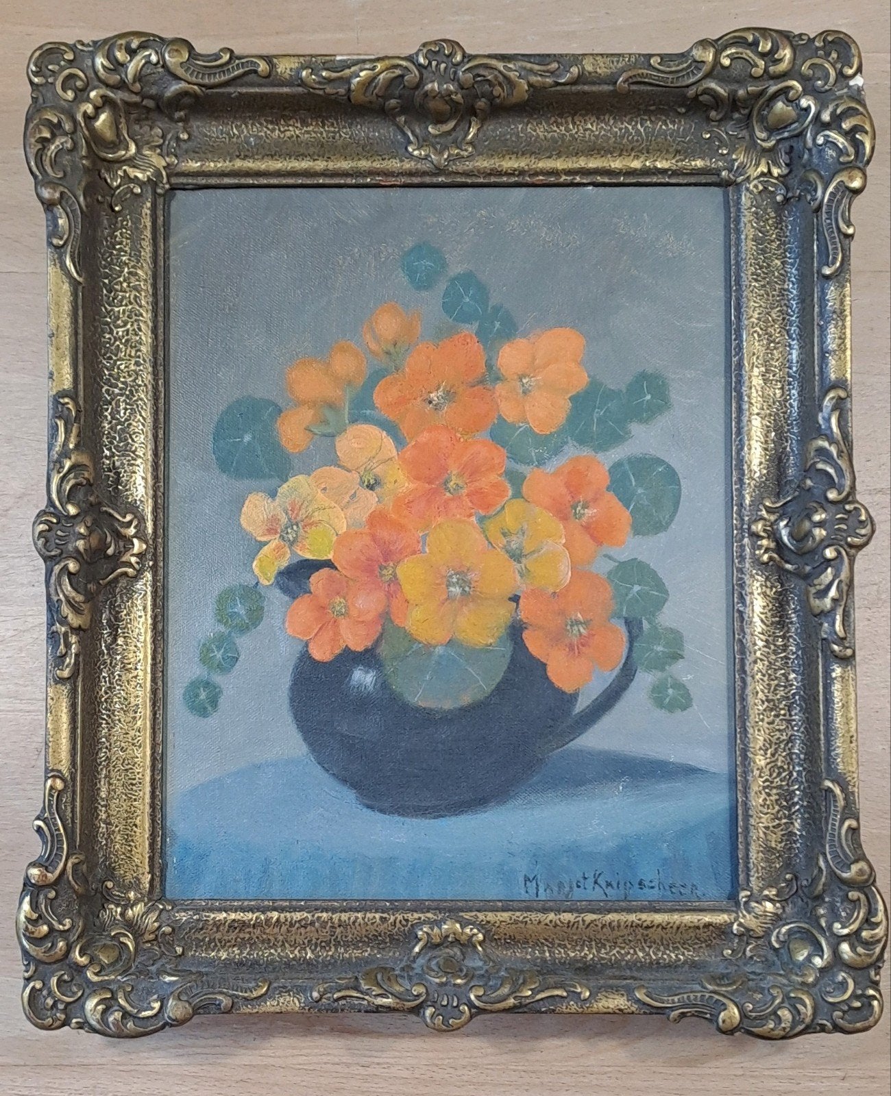 Schilderij Margot Knipscheer - Oost-Indische kers in vaas, Ophalen
