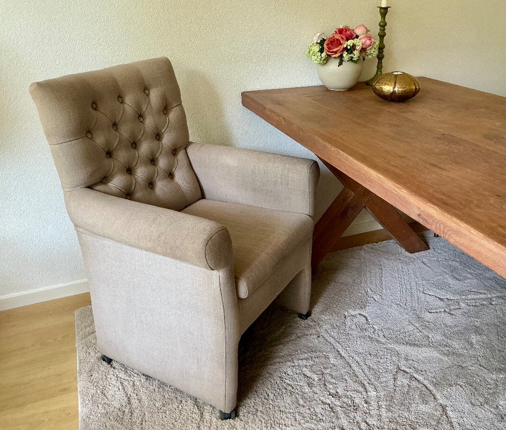 4 leuke, landelijke eetkamerstoelen met wieltjes, Ophalen, Gebruikt, Overige kleuren, Vier