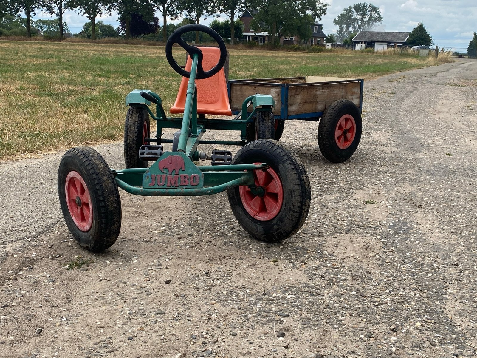 Jumbo skelter met achterzitje en kiepbare aanhangwagen, Ophalen, Gebruikt, Overige merken, Duozit