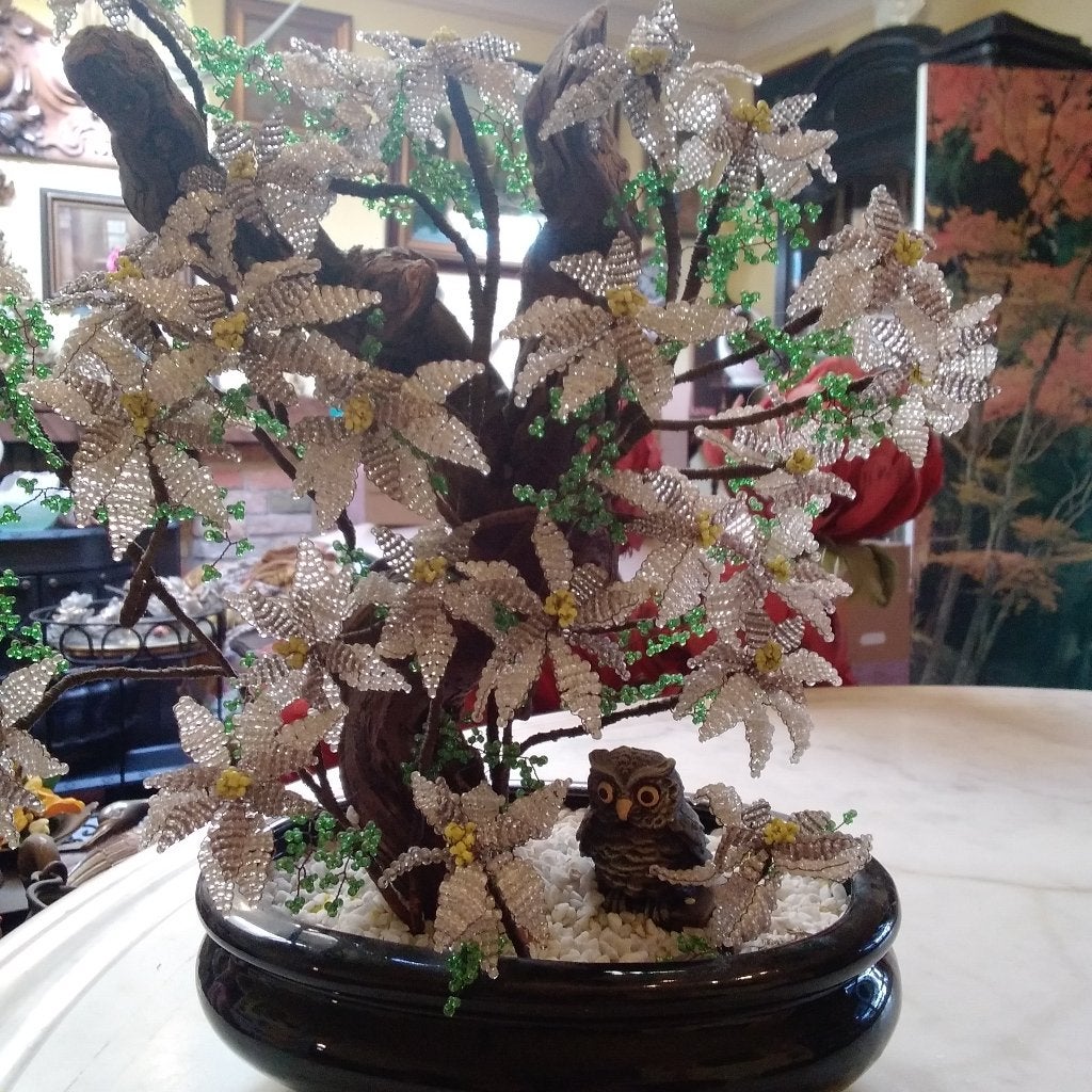 Prachtige decoratie bonsai boom met bloemen in pareltjes, Verzenden