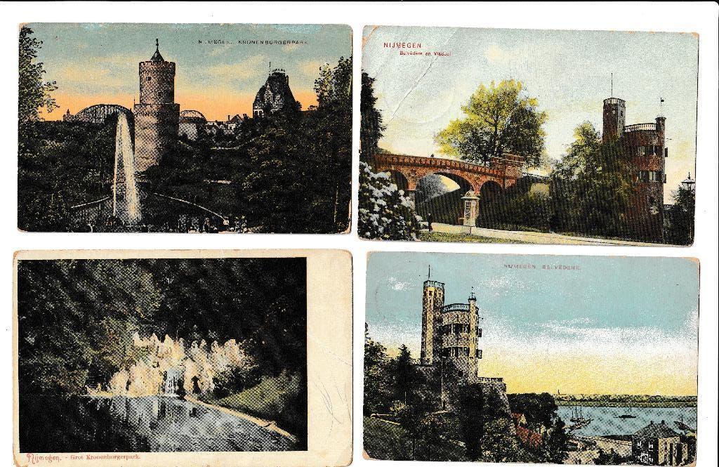 4x Oud Nijmegen 1907-1910-1913 Belvédere -Kronenburg park, Verzenden, Voor 1920, Gelopen, Gelderland