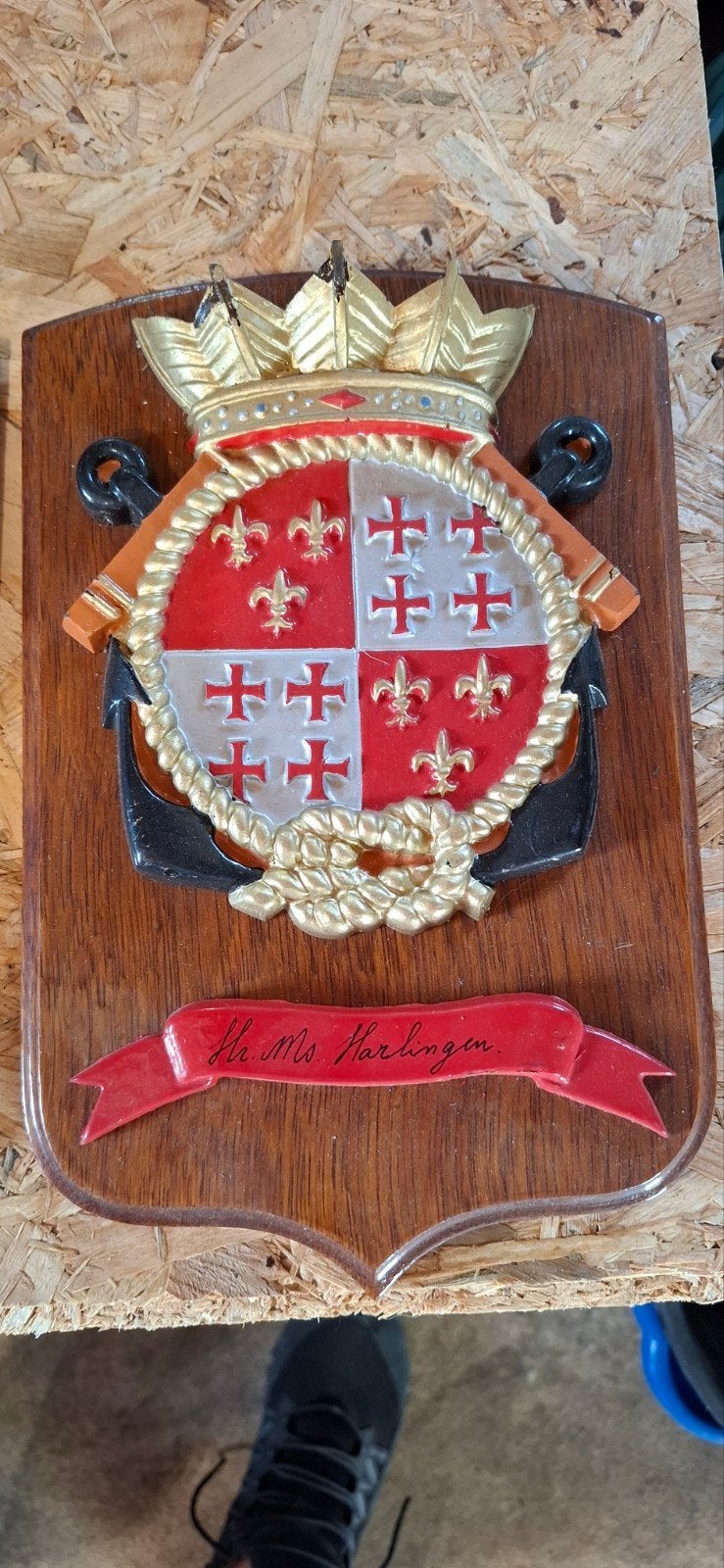 Wapenschild Hr.Ms. Harlingen - Marine Memorabilia, Ophalen of Verzenden, Gebruikt
