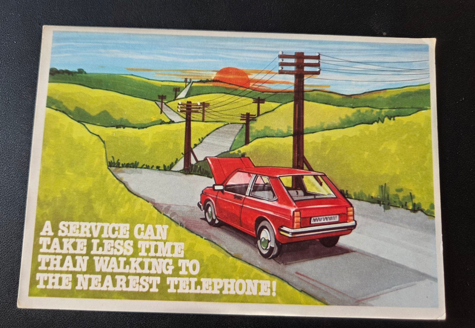 Vintage Castrol Service Ansichtkaart - Auto Pech Onderweg, Verzamelen, Verzenden, 1960 tot 1980, Ongelopen, Voertuig