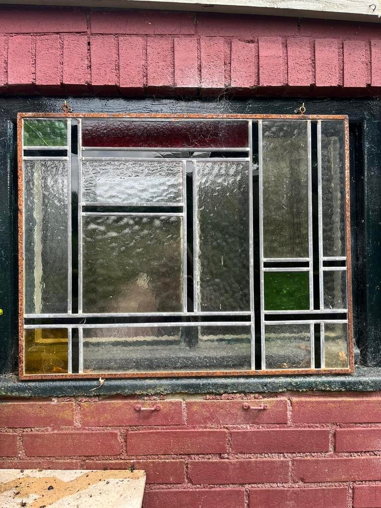 Oud glas in lood raam, Ophalen, Gevelraam of Ruit, Gebruikt, Minder dan 80 cm