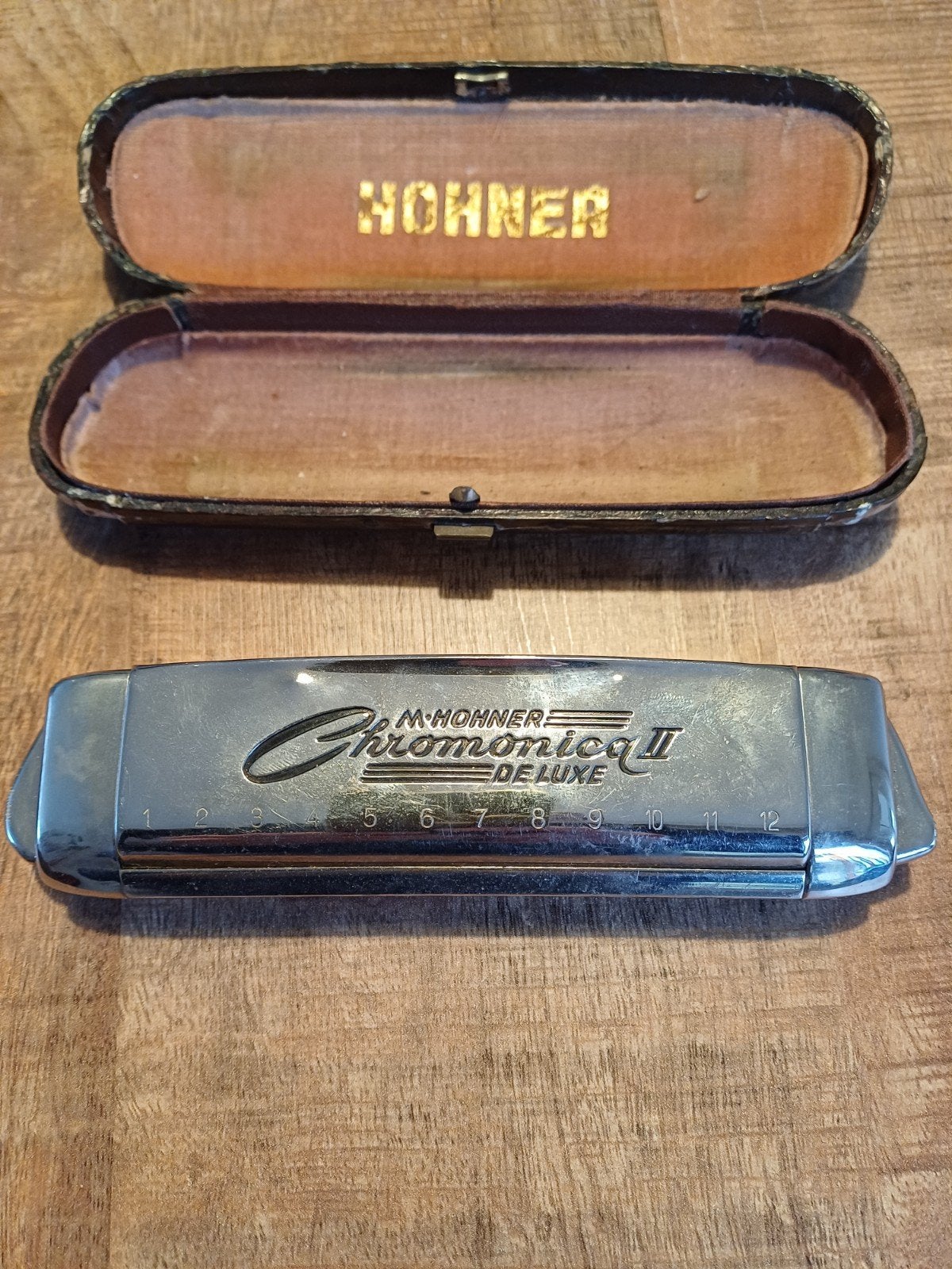 M. Hohner Chromonica II De Luxe mondharmonica, Gebruikt, Overige typen, Chromatisch, Ophalen of Verzenden