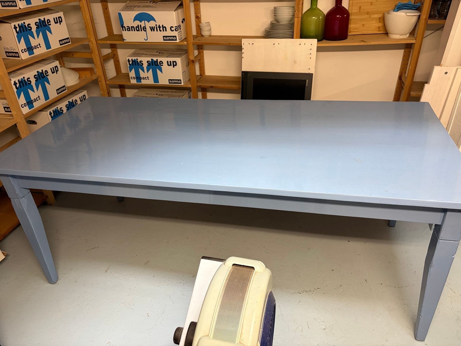 Grote eettafel met lade, 90 x 200 cm, 79 cm hoog, Ophalen, Gebruikt, 50 tot 100 cm, Vijf personen of meer