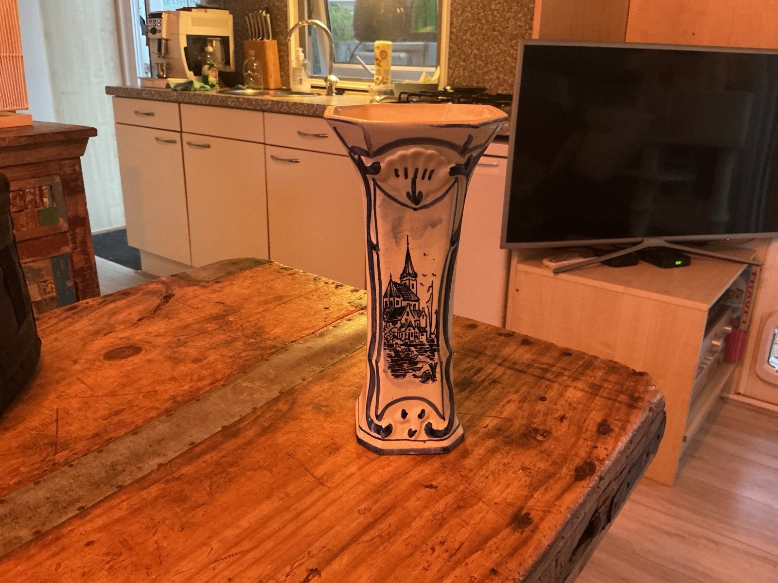 Antieke Delfts Blauwe Vaas - Handgeschilderd, Antiek en Kunst, Ophalen of Verzenden