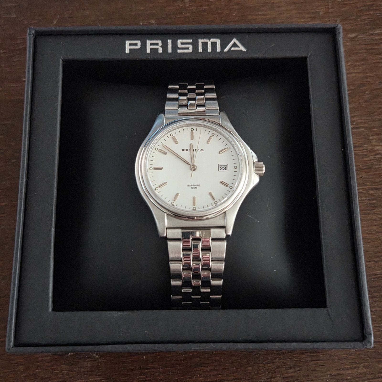 Prisma heren horloge saphire, Ophalen of Verzenden, Zo goed als nieuw, Staal, Overige merken