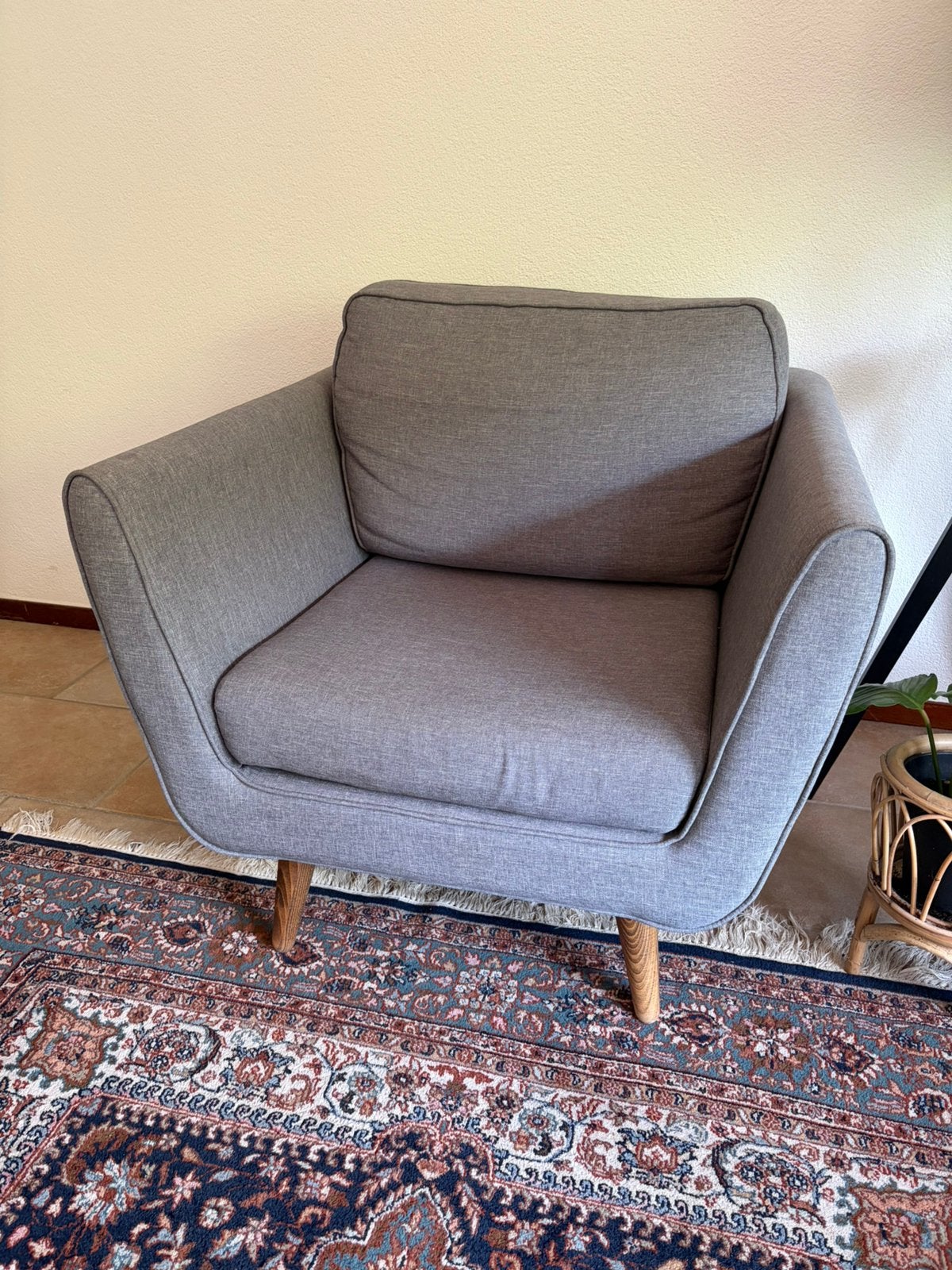 Grijze Fauteuil / loveseat van de Wehkamp, Huis en Inrichting, Ophalen, Gebruikt, 75 tot 100 cm, 75 tot 100 cm