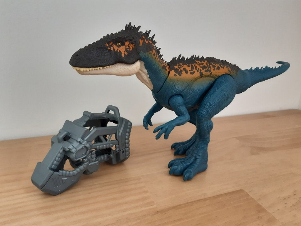 Jurassic World Dino Escape Charcharodontosaurus (blauw), Kinderen en Baby's, Ophalen of Verzenden, Zo goed als nieuw