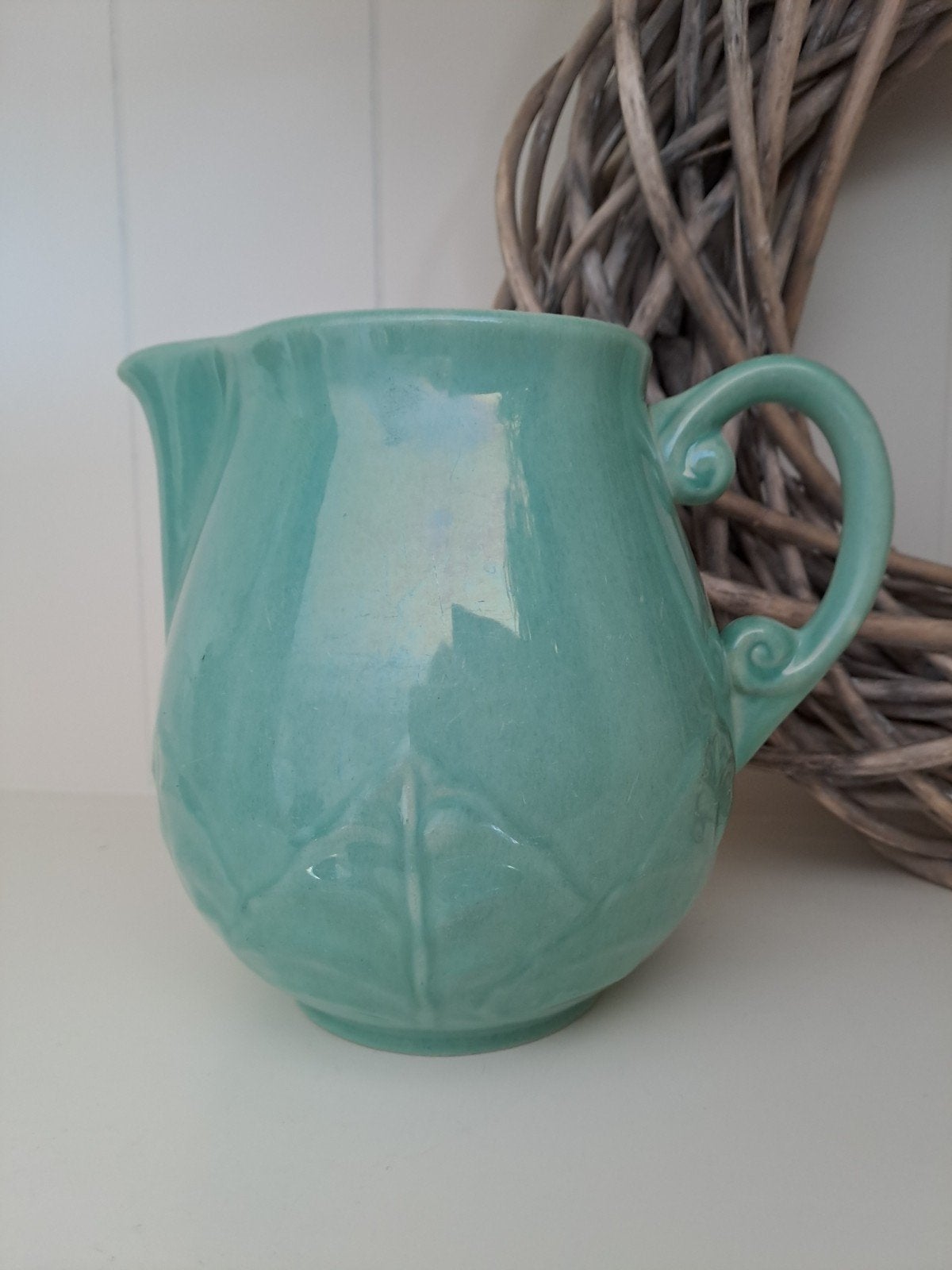 Mintgroene Art-deco melkkan of vaas, Ophalen of Verzenden