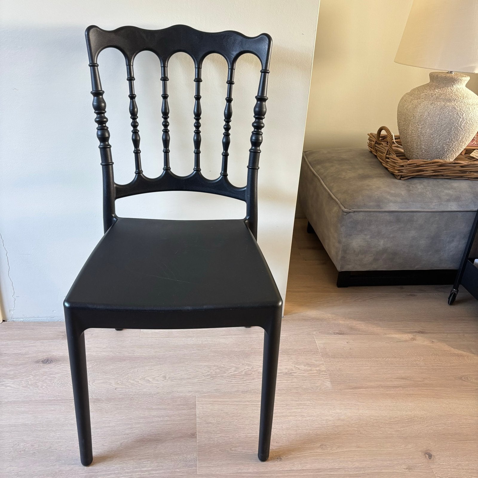 4x Zwarte Brocante Eetkamerstoelen - Loods 5, Ophalen, Gebruikt, Zwart, Vier