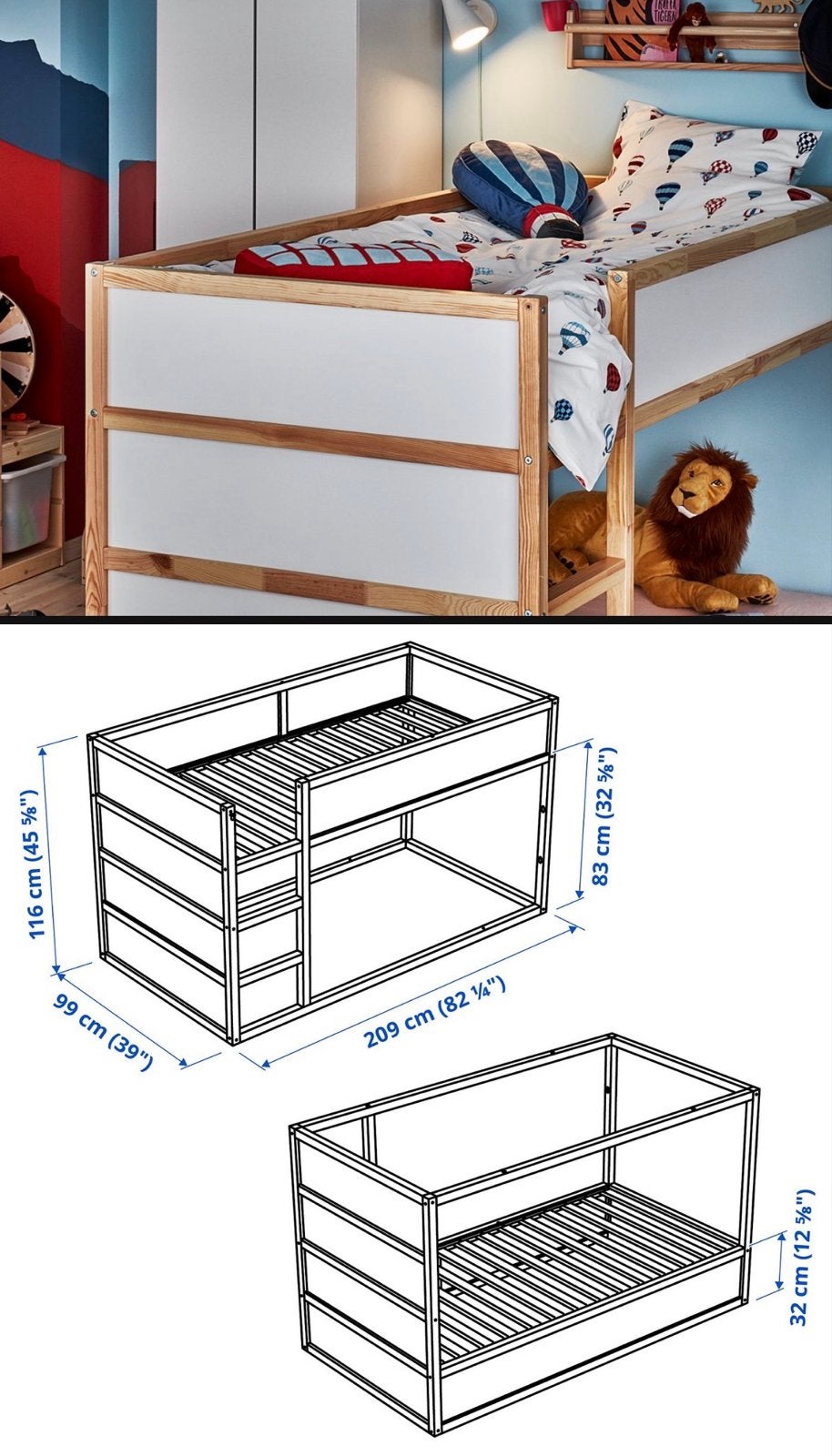 IKEA Kura bed (halfhoogslaper/stapelbed), Ophalen, Gebruikt, 90 cm, Eenpersoons