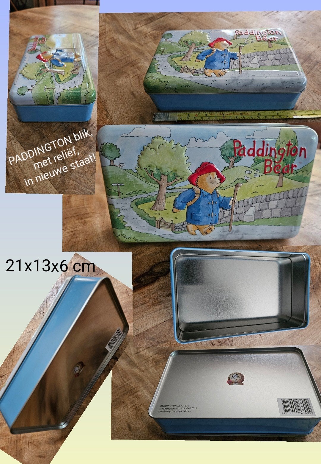 Douwe Egberts blik Beertje Paddington, reliëf deksel, fraai!, Verzamelen, Ophalen of Verzenden, Nieuw, Koek(jes), Douwe Egberts
