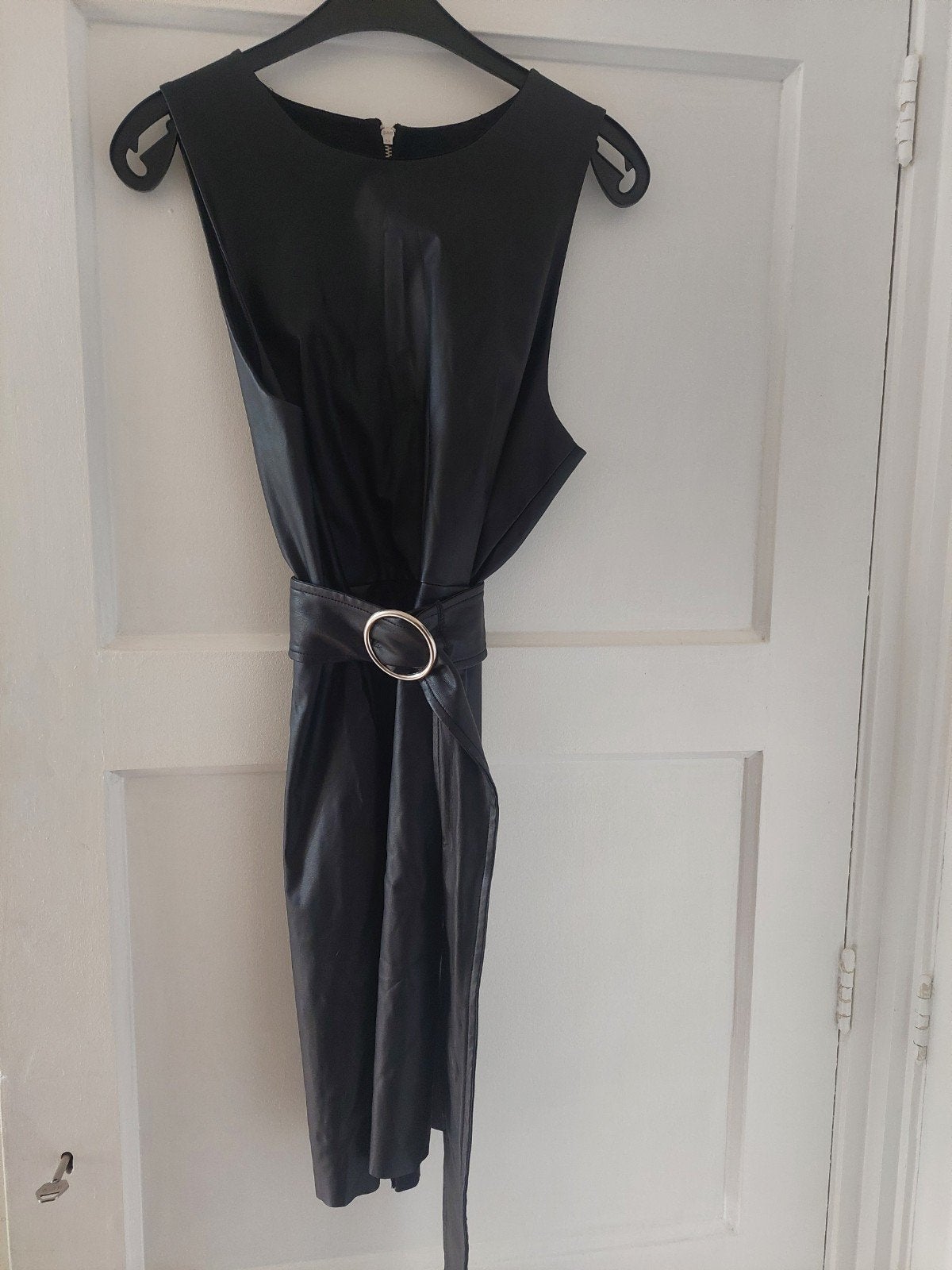 H&M Zwart Imitatie Leren Jurkje Maat L, Ophalen, H&M, Zwart, Maat 42/44 (L)
