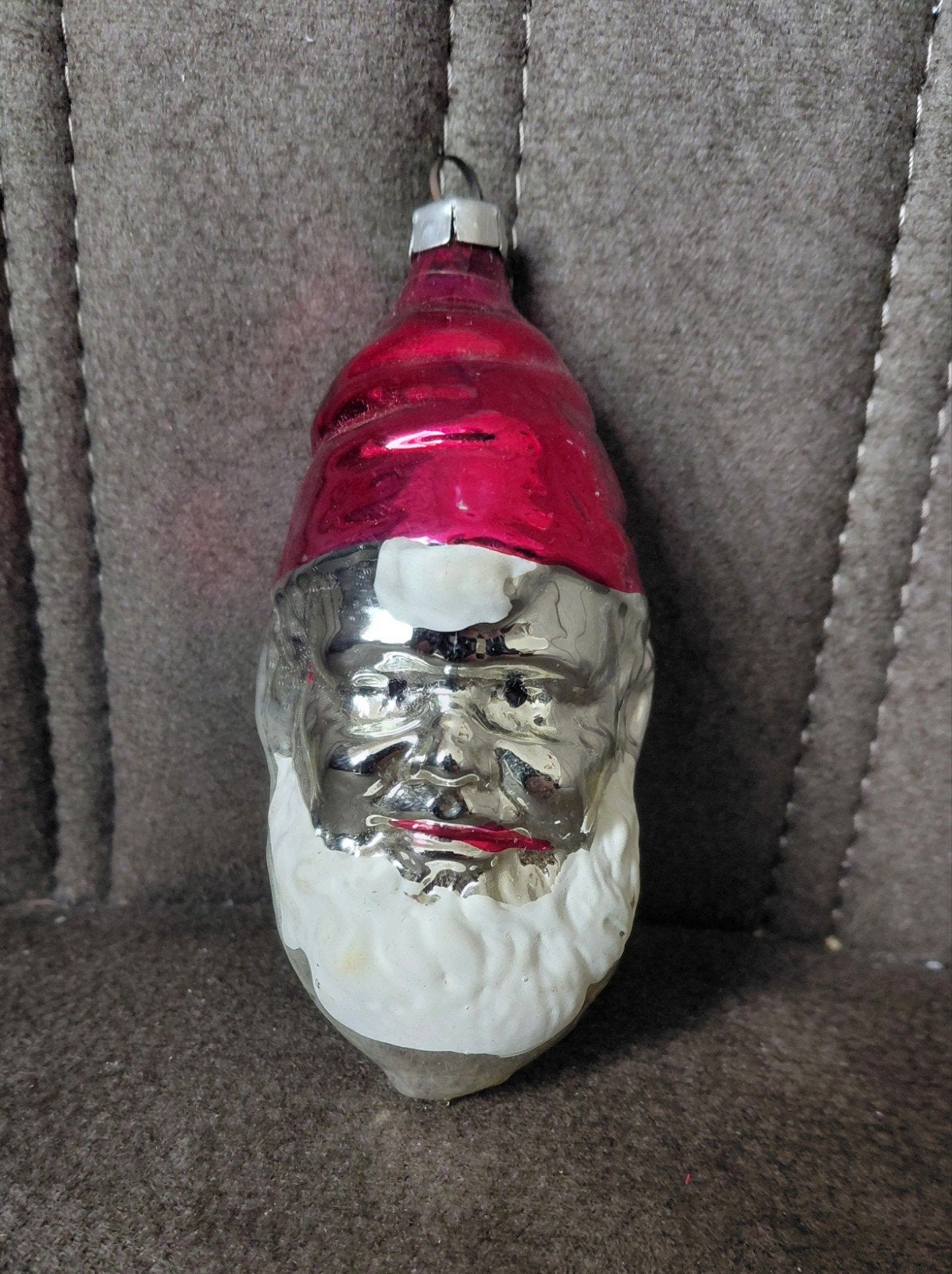 Nette gave vintage glazen kerstbal/kerstman , jaren 60, Ophalen, Gebruikt