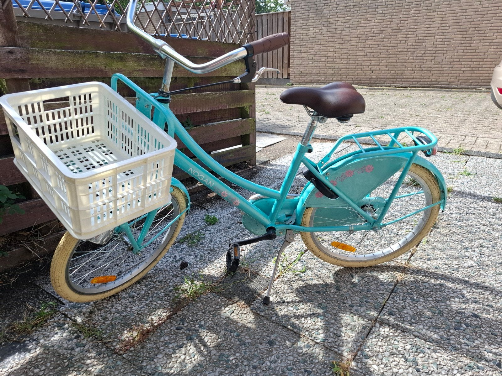 Nogan meisjesfiets 22 inch - Turquoise met mandje, Ophalen, Velgrem, Handrem, Nogan