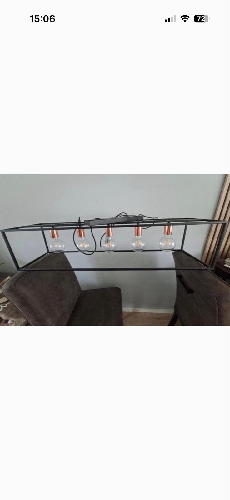Industriële hanglamp met 4 Edison lampen, Huis en Inrichting, Lampen | Hanglampen, Gebruikt, Metaal, E27 (groot), Ophalen