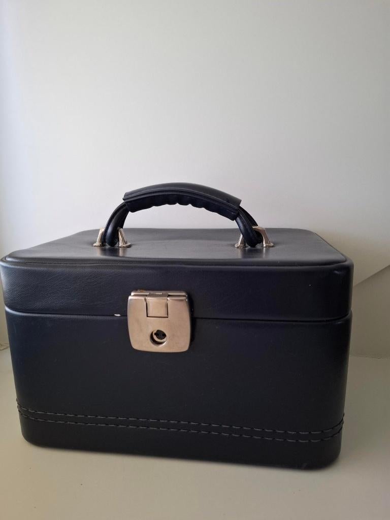 Vintage beautycase jaren 1980, Ophalen of Verzenden, Gebruikt, Blauw, Hardcase