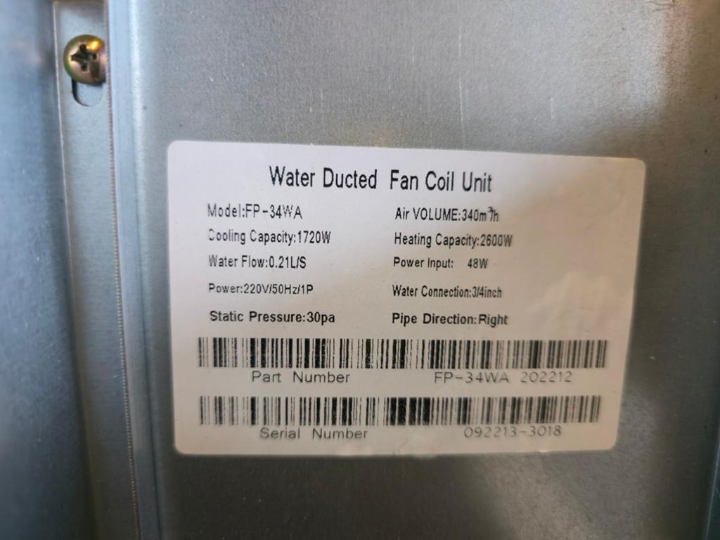 Brand new water-based ducted fan coil unit (FCU), Ophalen of Verzenden, Minder dan 60 cm, Minder dan 30 cm