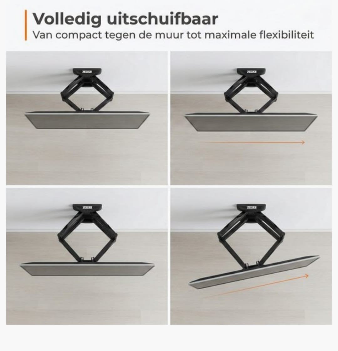 ZEDAR TV Muurbeugel Draaibaar en Kantelbaar (26-65 inch), Ophalen of Verzenden, Zo goed als nieuw