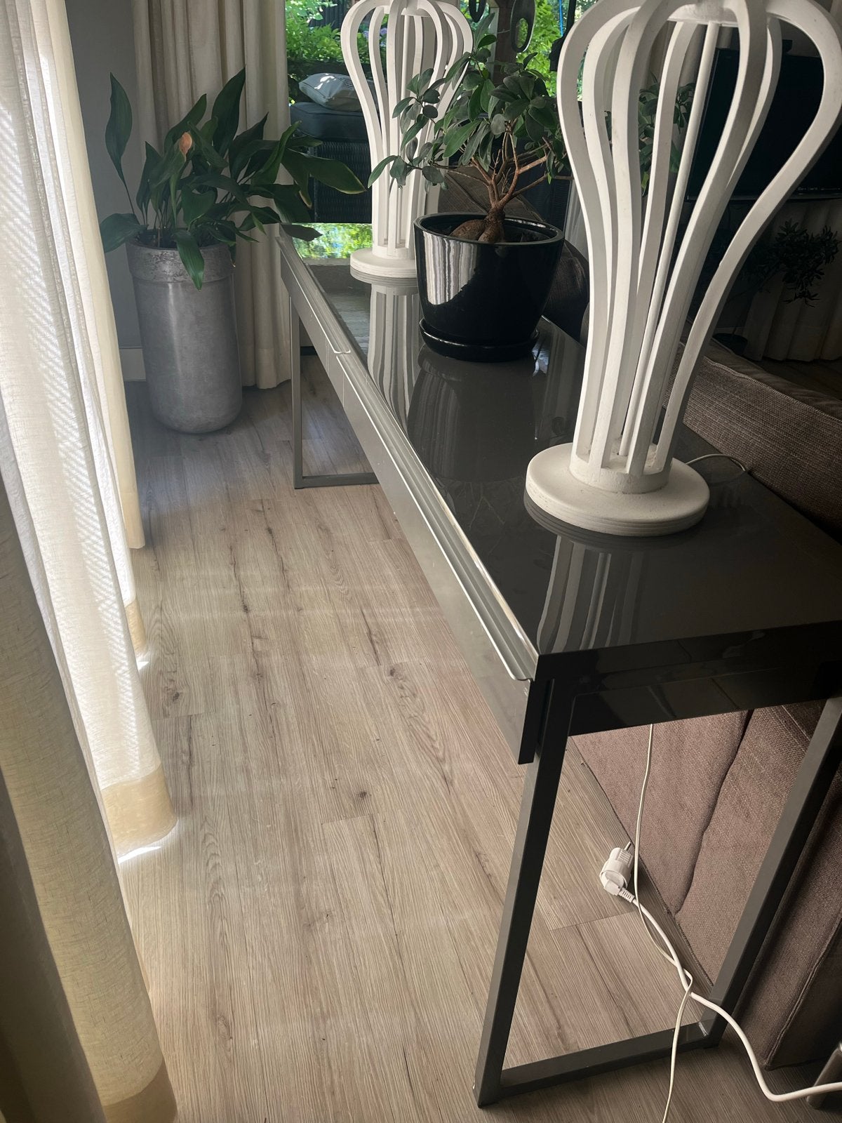 Moderne console tafel met glanzend blad, Ophalen, Gebruikt, Minder dan 25 cm, Rechthoekig