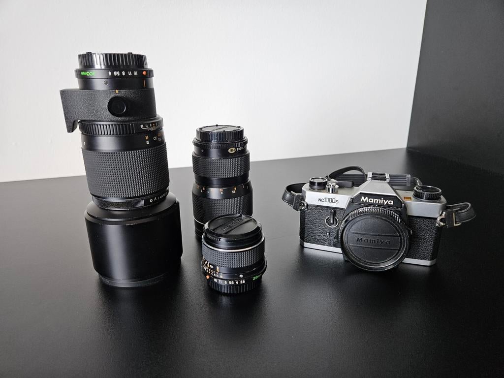 Analoge Mamiya NC1000s fotocamera met 3 Mamiya sekor Lenzen, Ophalen of Verzenden, Gebruikt, Spiegelreflex, Overige Merken