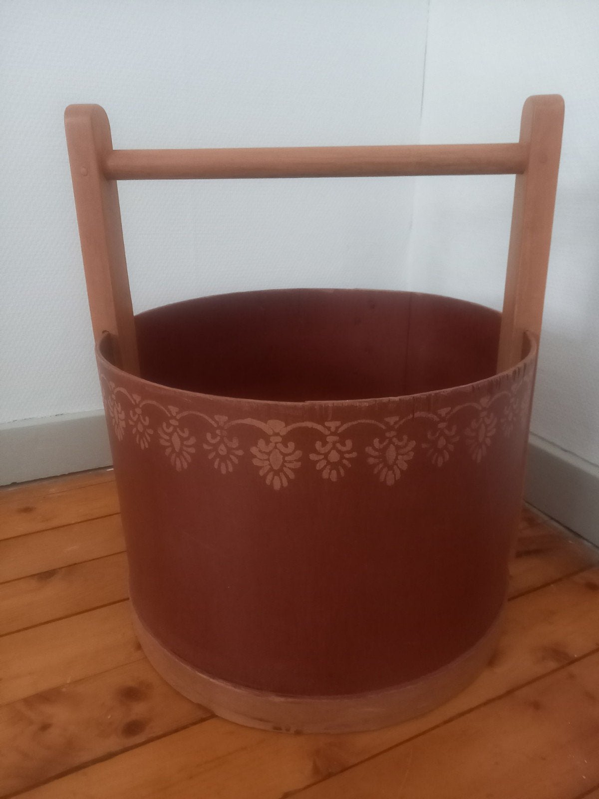 Authentieke Zweedse houten bewaarton, Falurood, Antiek en Kunst, Ophalen of Verzenden