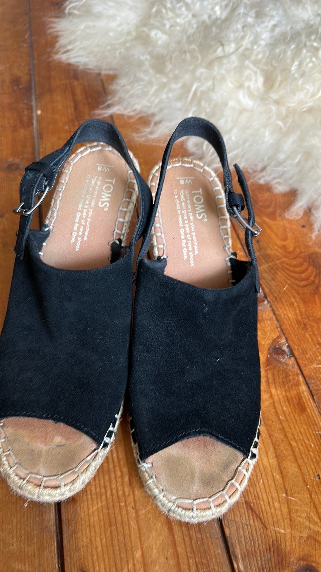 TOMS sleehak espadriees mt 39, Zwart, Zo goed als nieuw, Sandalen of Muiltjes, Ophalen of Verzenden