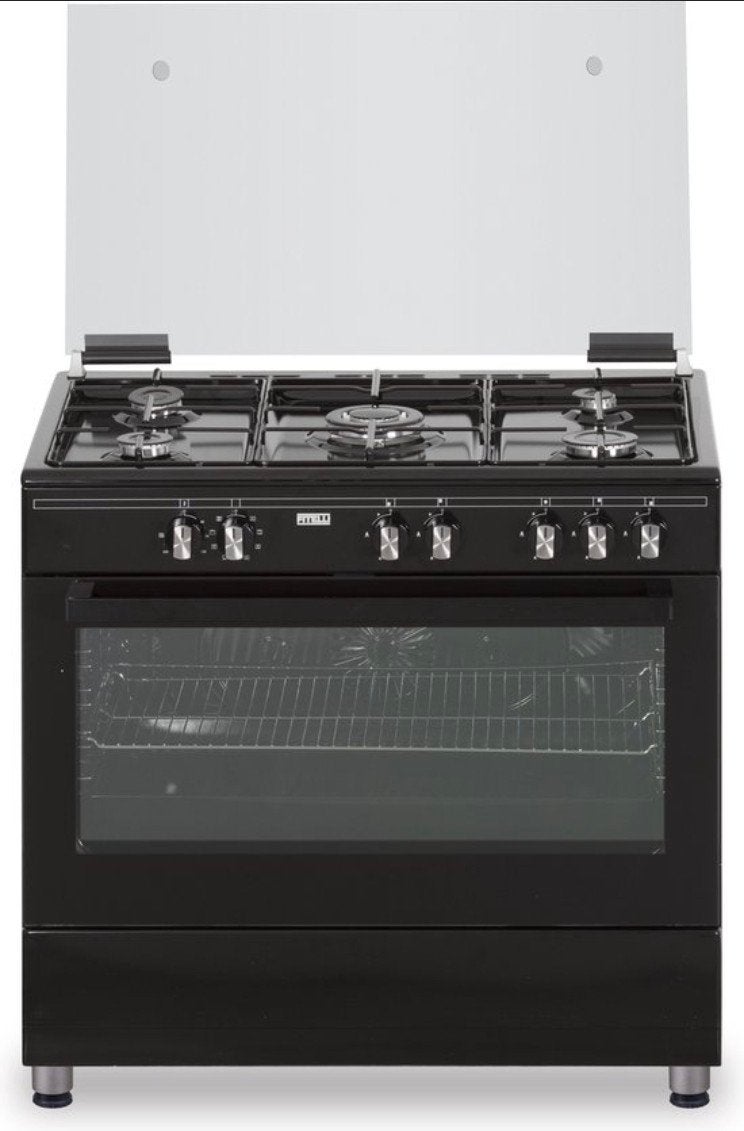 Zwart Vrijstaand Gasfornuis met Oven - Zo goed als nieuw, Ophalen, 60 cm of meer, 4 kookzones, Zo goed als nieuw