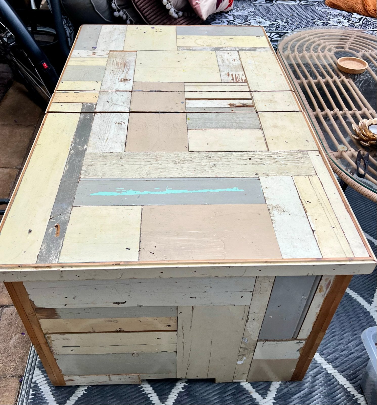 Piet Hein Eek stijl salontafel/opbergkist van sloophout, Ophalen, Minder dan 50 cm, Gebruikt, 50 tot 100 cm